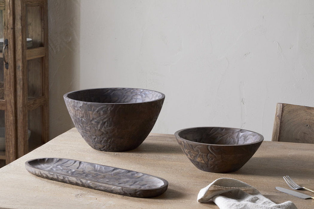 Nyati Wooden Serving Bowl Dark Brown Small