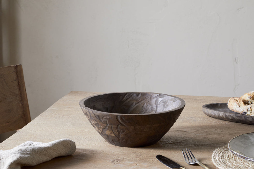 Nyati Wooden Serving Bowl Dark Brown Small