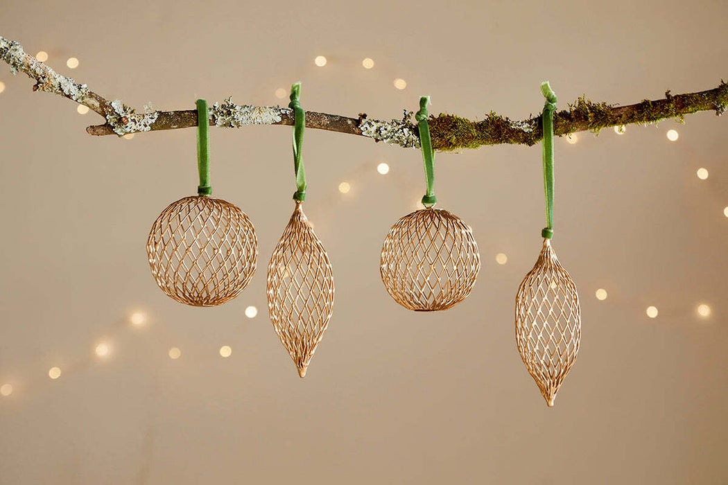 Nirav Wire Baubles Brass Set Of 4