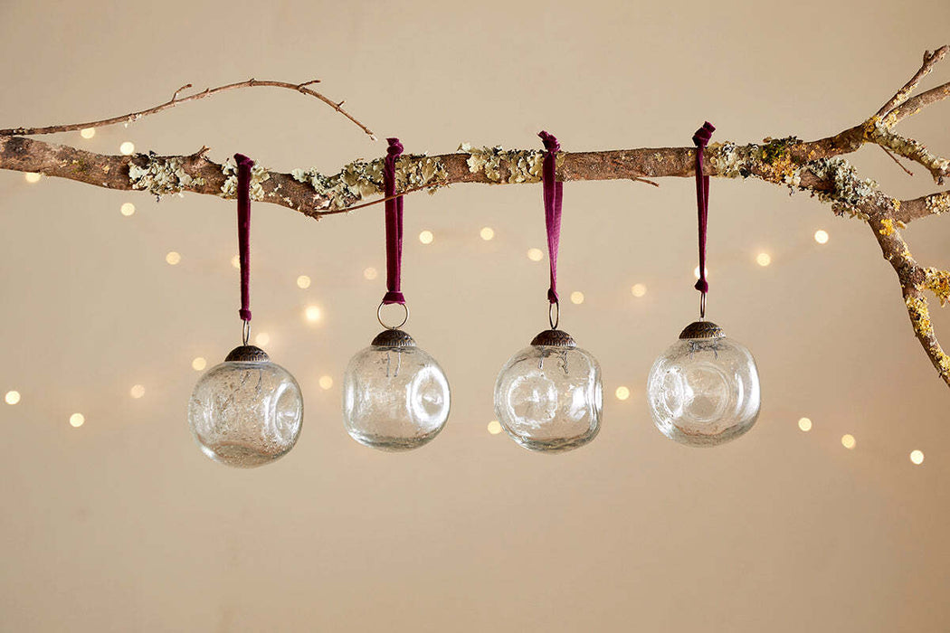 Nishan Pinched Baubles Clear Set Of 4