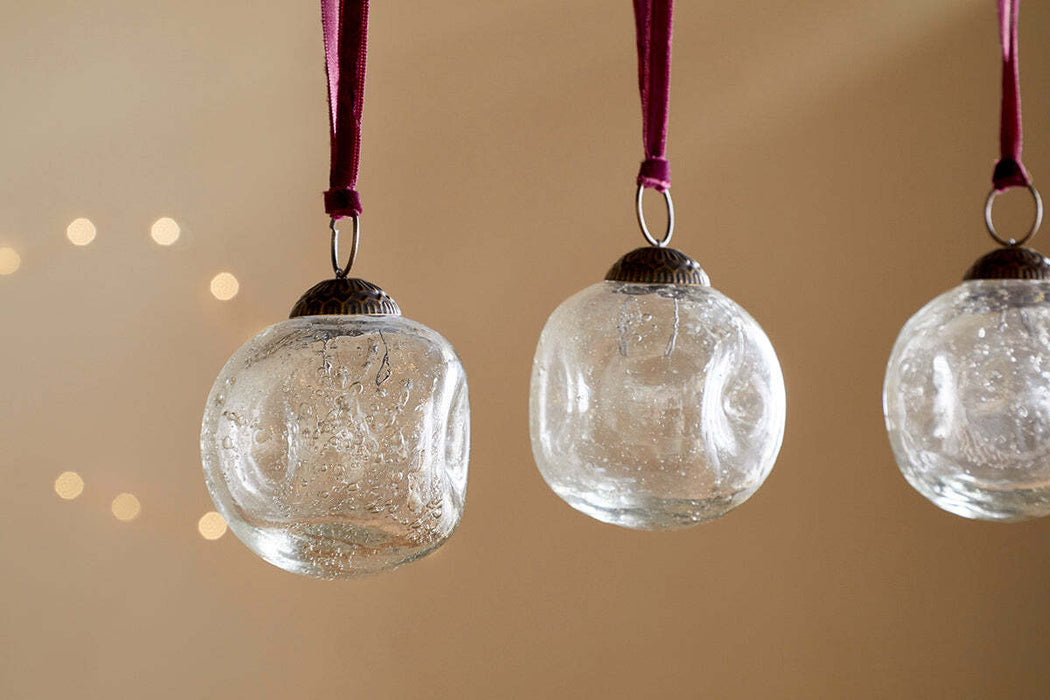 Nishan Pinched Baubles Clear Set Of 4