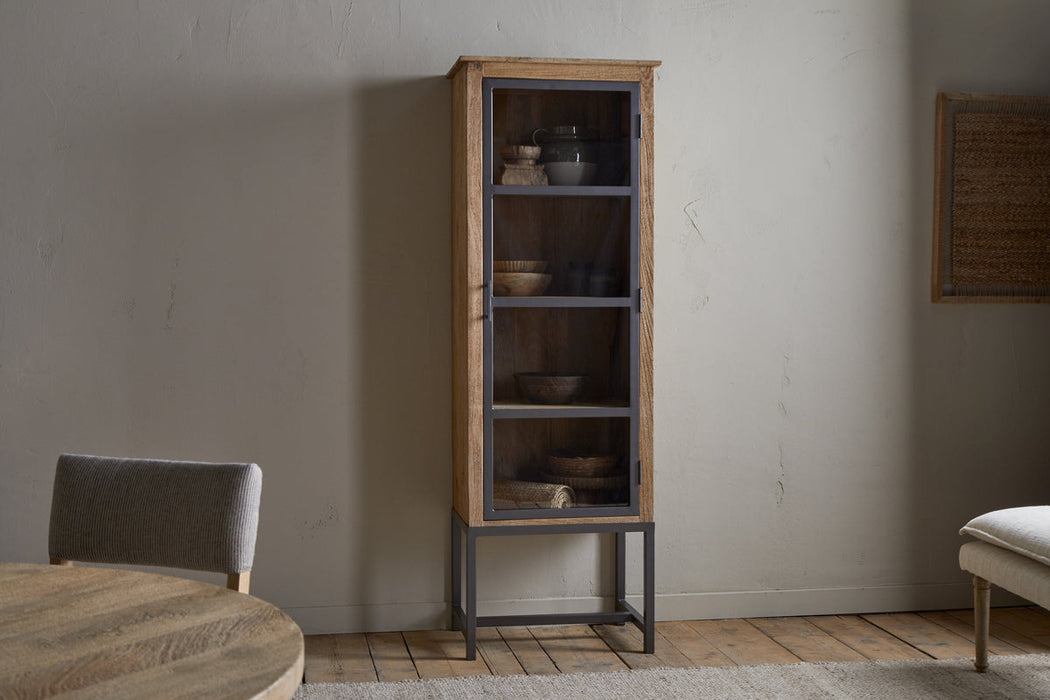 Nirvi Mango Wood Iron Tall Cabinet Black