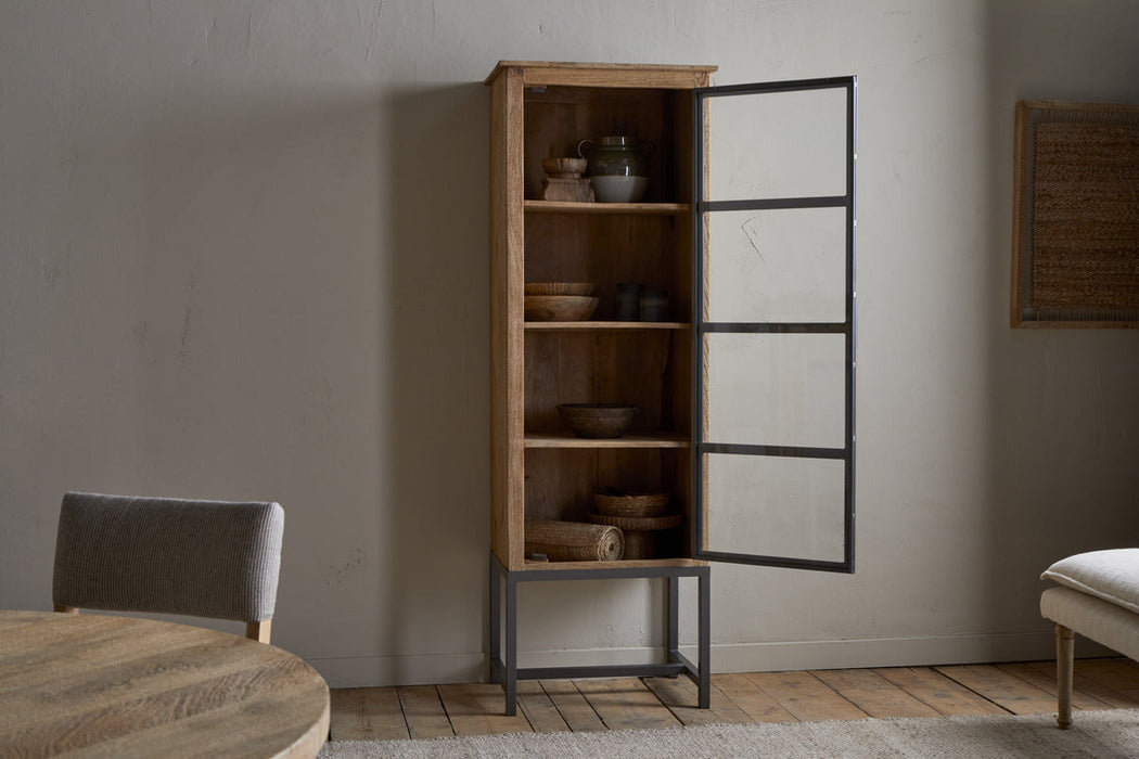 Nirvi Mango Wood Iron Tall Cabinet Black