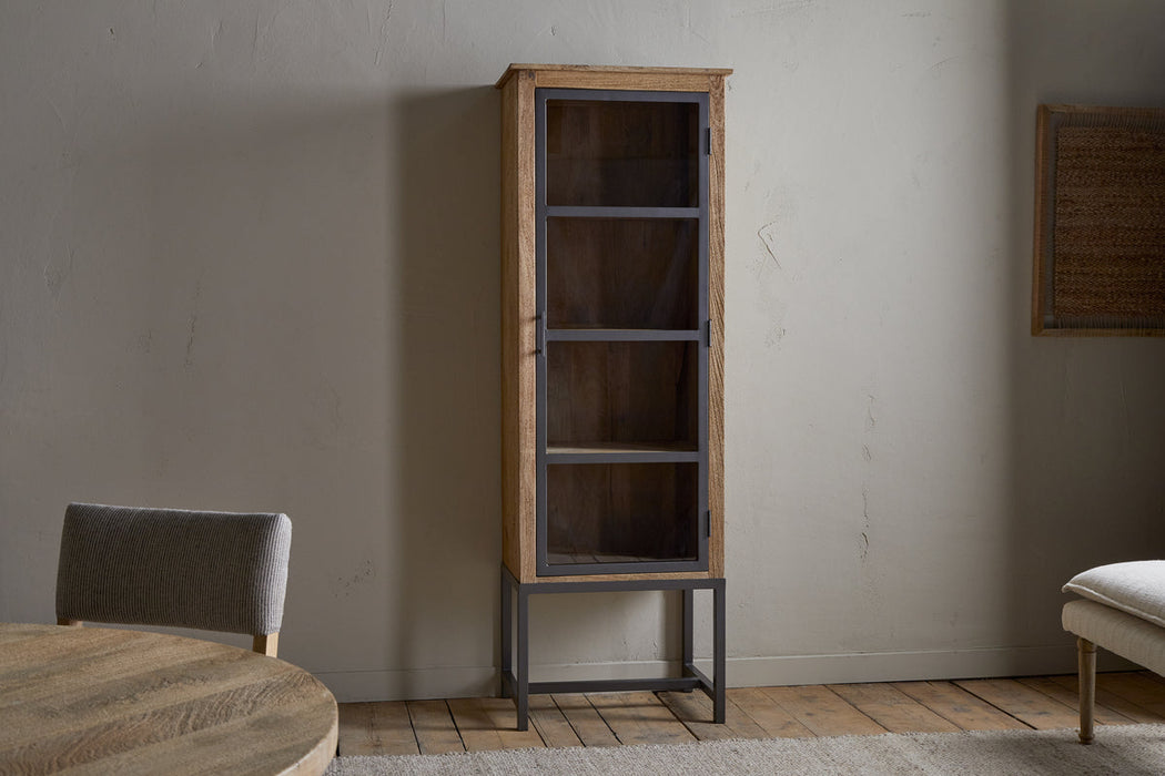 Nirvi Mango Wood Iron Tall Cabinet Black