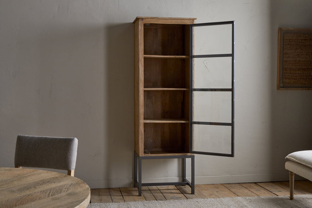 Nirvi Mango Wood Iron Tall Cabinet Black