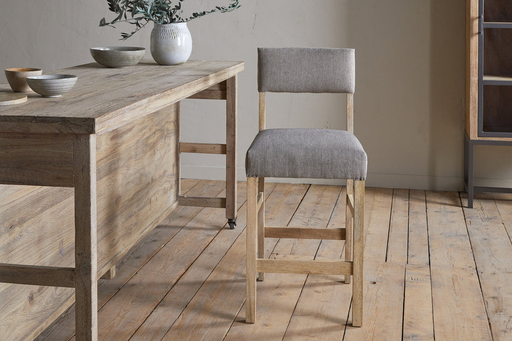 Nadeeka Linen Upholstered Counter Chair Soft Grey