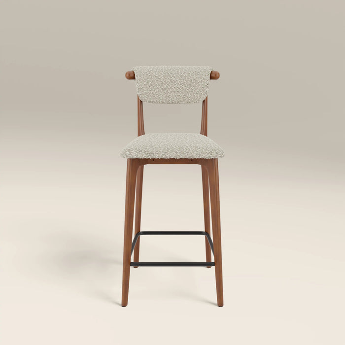 Nobu Kitchen Stool Speckled Stone Sustainable Boucle & Walnut