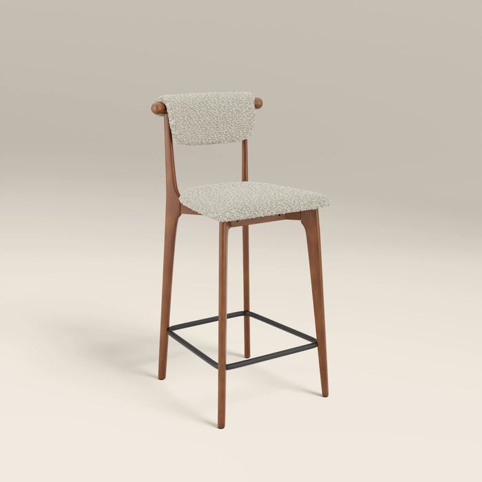 Nobu Kitchen Stool Speckled Stone Sustainable Boucle & Walnut