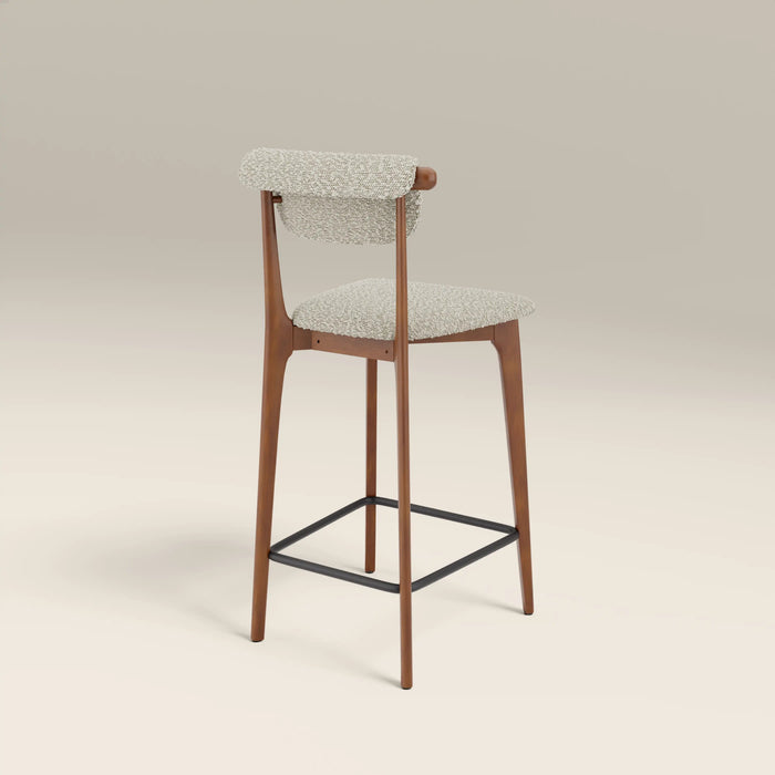 Nobu Kitchen Stool Speckled Stone Sustainable Boucle & Walnut