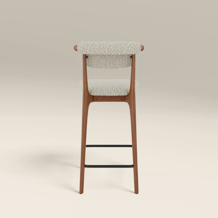 Nobu Kitchen Stool Speckled Stone Sustainable Boucle & Walnut