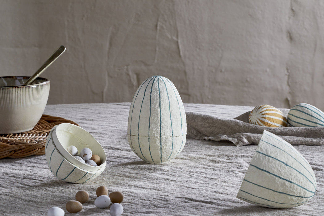 Surya Recycled Cotton Paper Standing Opening Egg Teal Cream