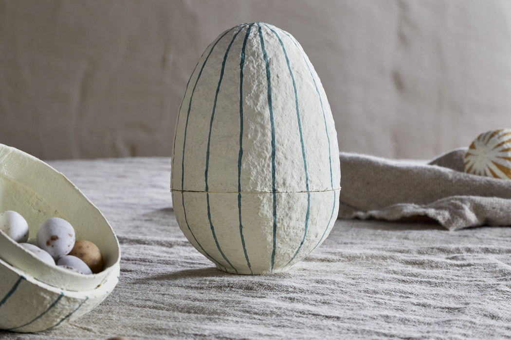 Surya Recycled Cotton Paper Standing Opening Egg Teal Cream