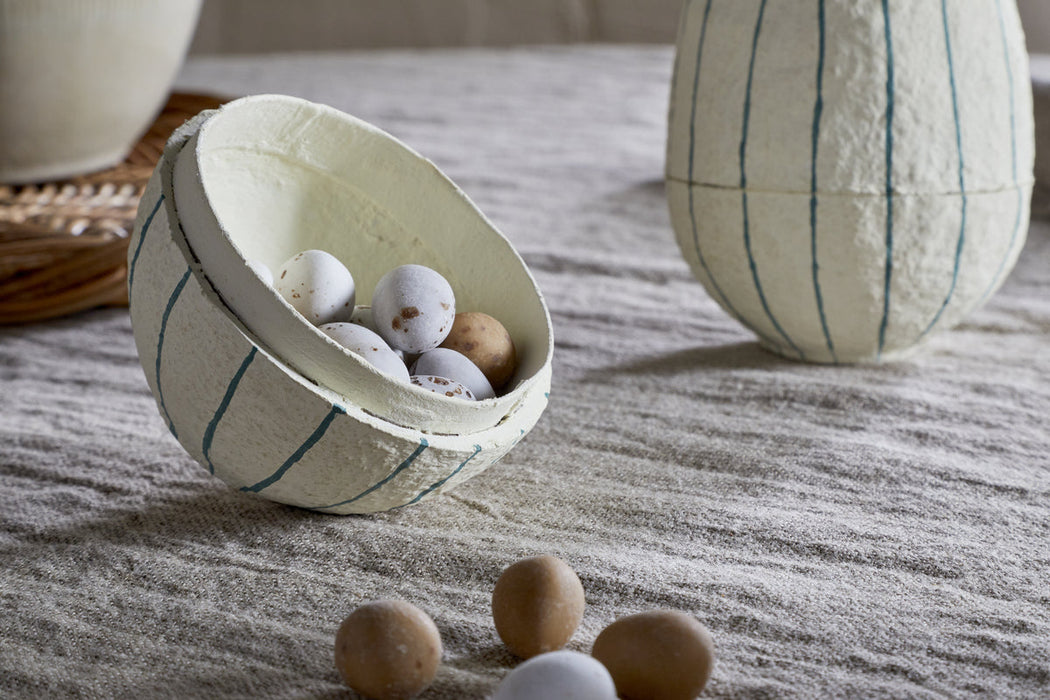Surya Recycled Cotton Paper Standing Opening Egg Teal Cream