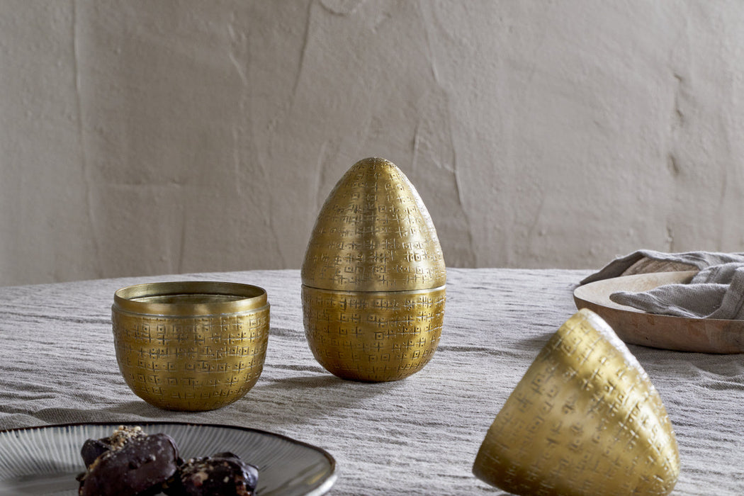 Mutti Hammered Opening Egg Antique Brass