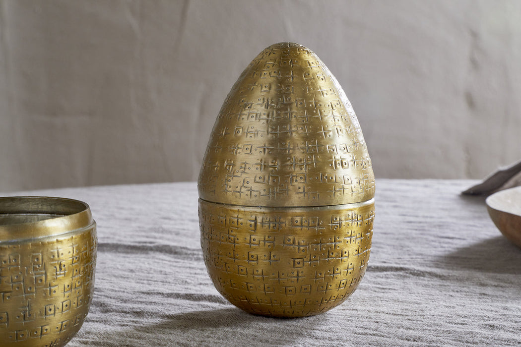 Mutti Hammered Opening Egg Antique Brass