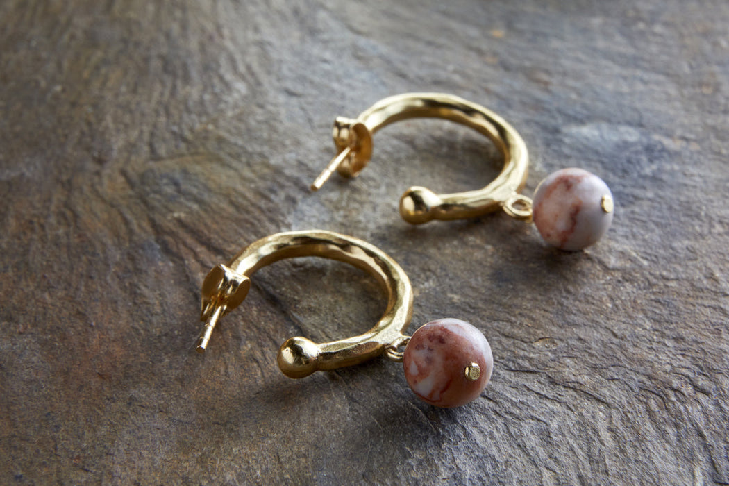 Cerita Rhodochrosite Earrings Rhodochrosite Gold