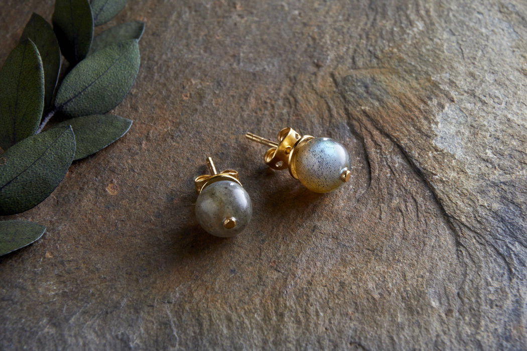 Marai Labradorite Stud Earirngs Labradorite Gold