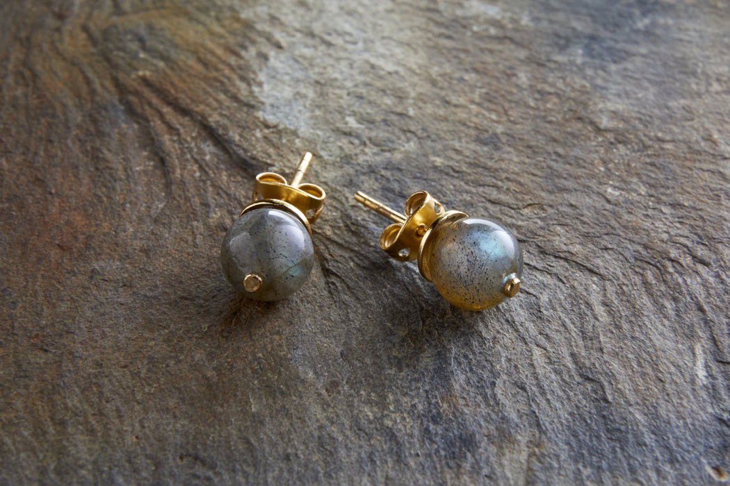 Marai Labradorite Stud Earirngs Labradorite Gold