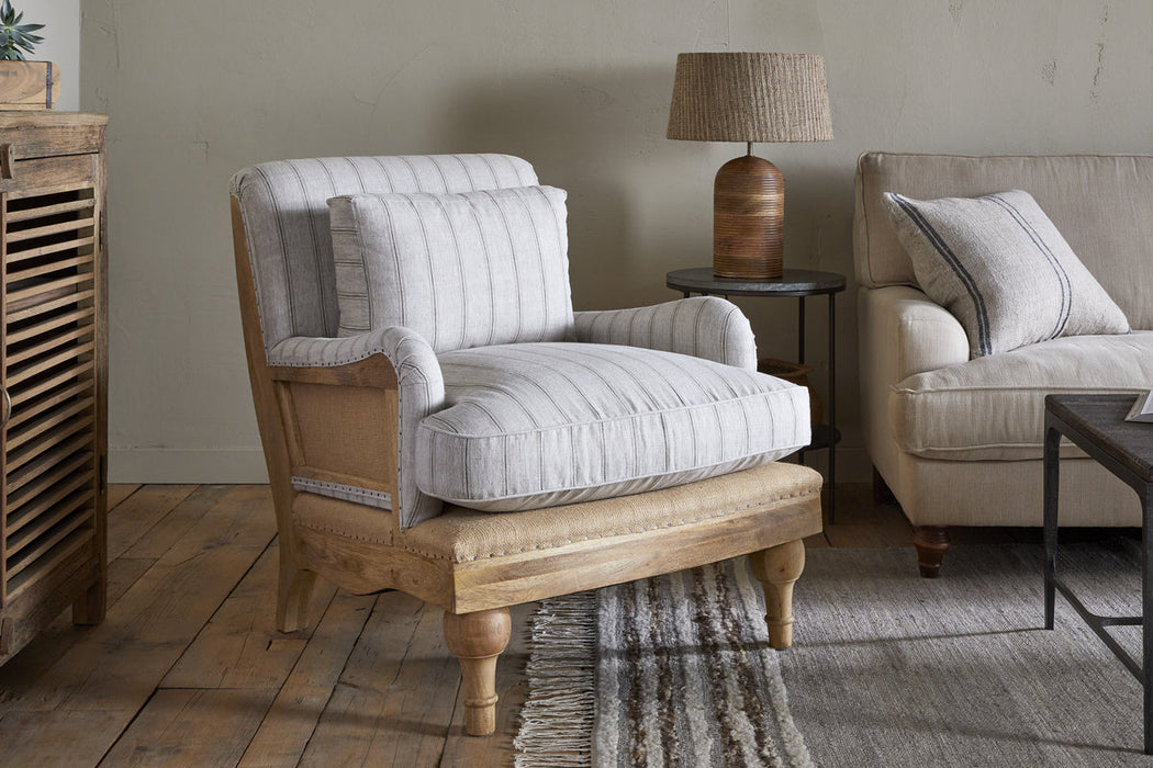 Abe Deconstructed Linen Armchair Stripe Natural
