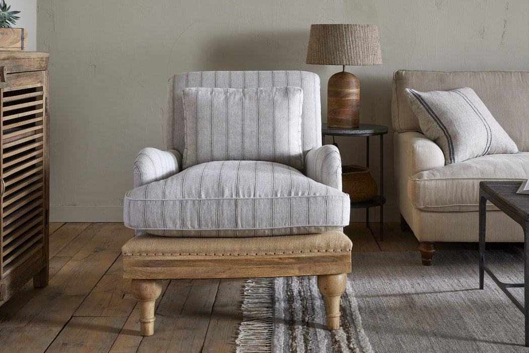 Abe Deconstructed Linen Armchair Stripe Natural