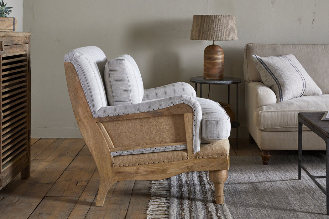 Abe Deconstructed Linen Armchair Stripe Natural