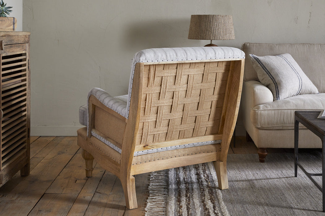 Abe Deconstructed Linen Armchair Stripe Natural