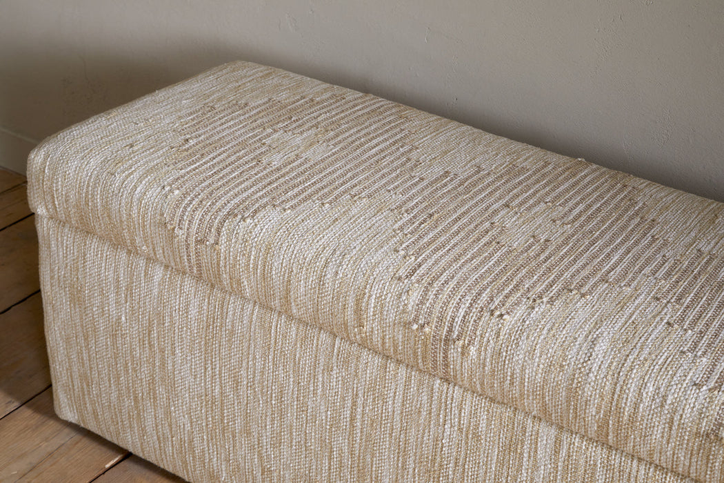 Aranya Cotton Jute Upholstered Storage Bench Natural