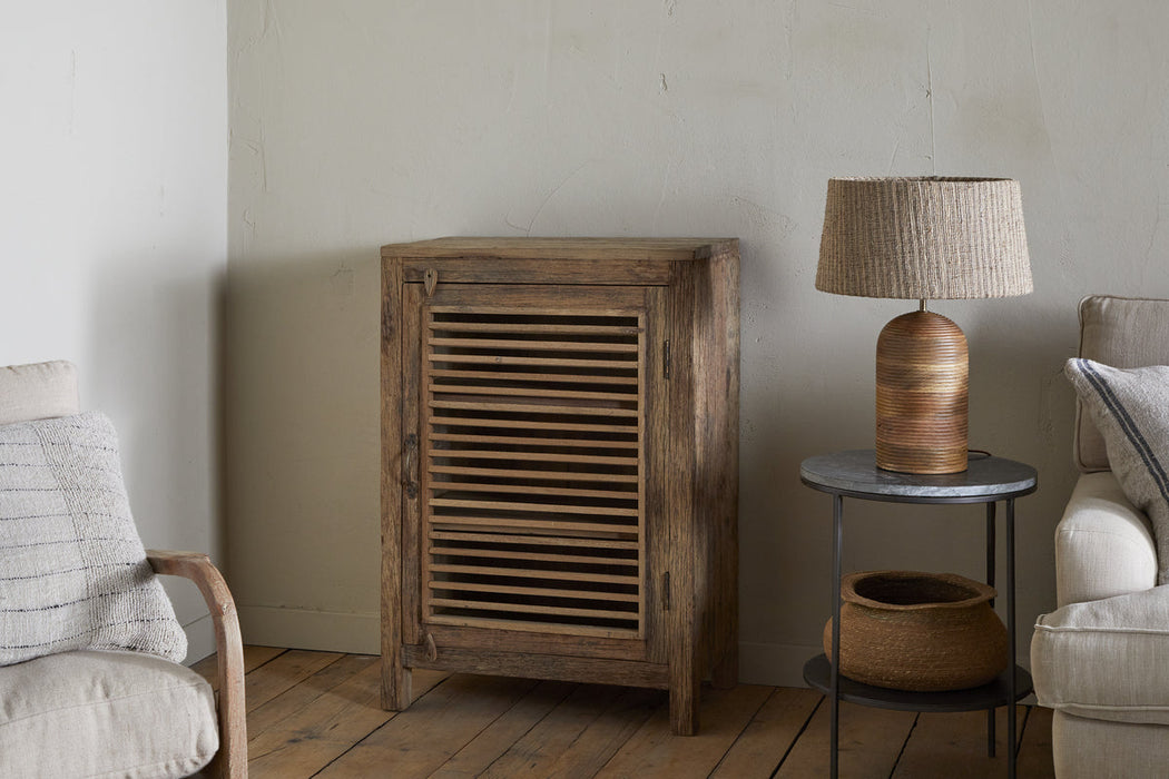 Ibo Reclaimed Wood Slatted Low Cabinet Natural