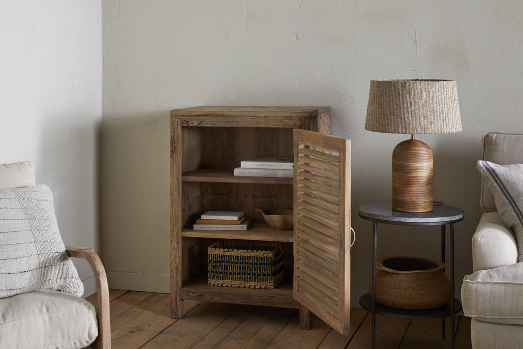 Ibo Reclaimed Wood Slatted Low Cabinet Natural