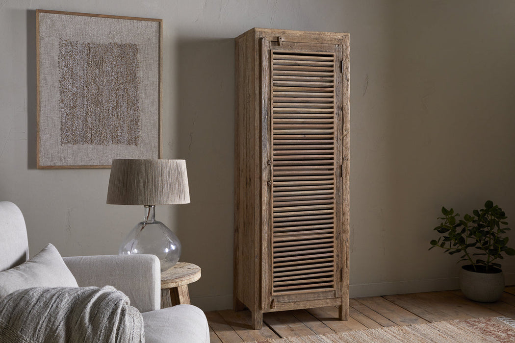 Ibo Reclaimed Wood Slatted Tall Cabinet Natural