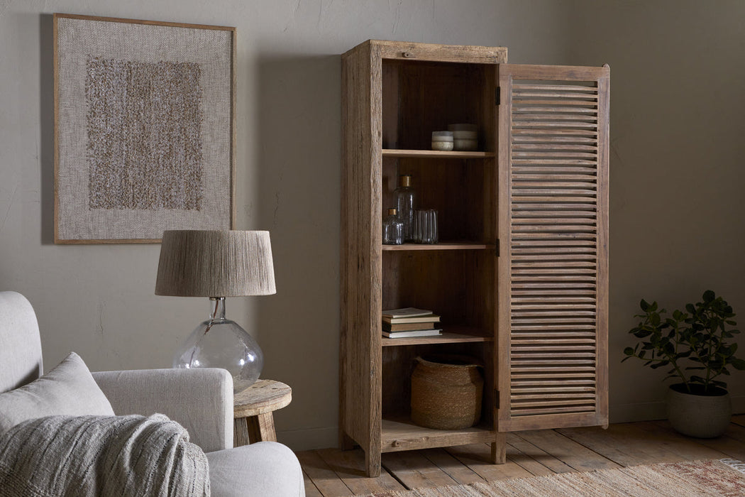 Ibo Reclaimed Wood Slatted Tall Cabinet Natural