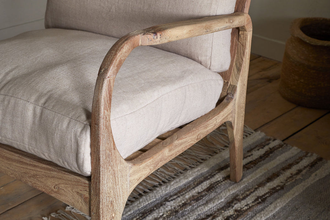 Jaya Acacia Wood Linen Occasional Chair Natural