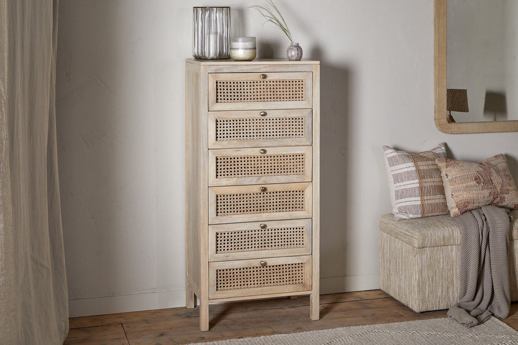 Kanz Mango Wood Tall Boy Chest Of Drawers Natural