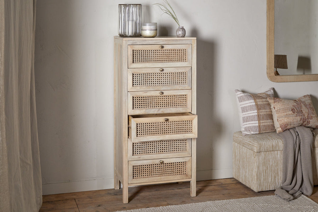 Kanz Mango Wood Tall Boy Chest Of Drawers Natural