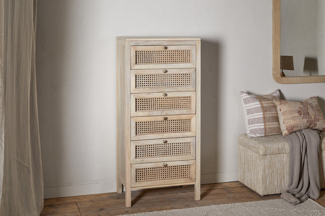 Kanz Mango Wood Tall Boy Chest Of Drawers Natural