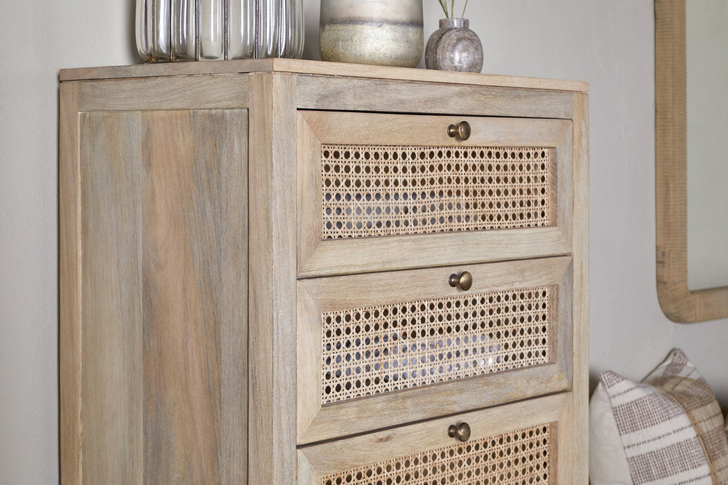 Kanz Mango Wood Tall Boy Chest Of Drawers Natural