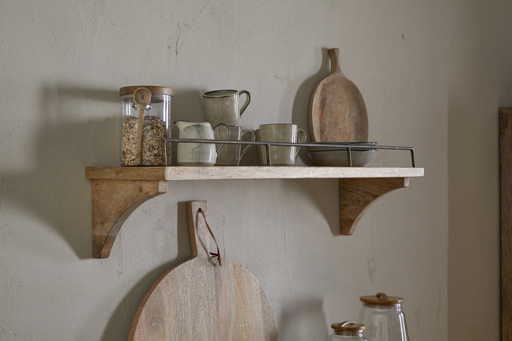Meera Mango Wood Iron Gallery Shelf Natural