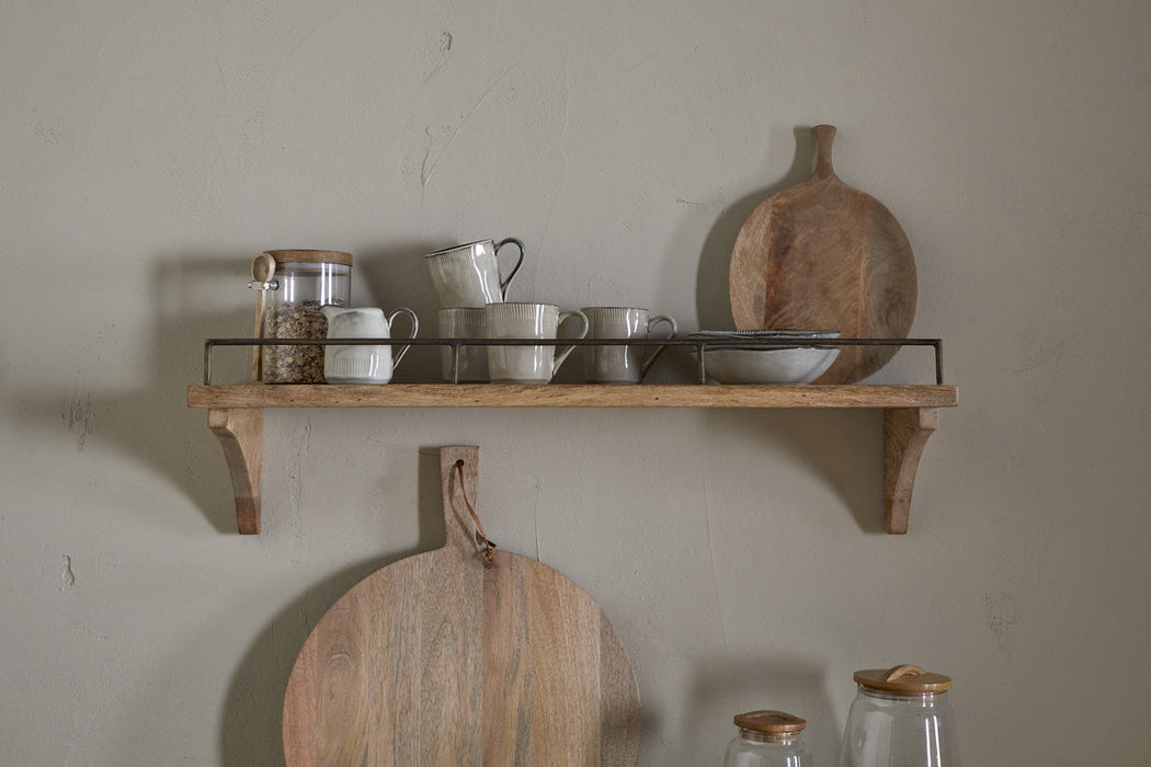 Meera Mango Wood Iron Gallery Shelf Natural