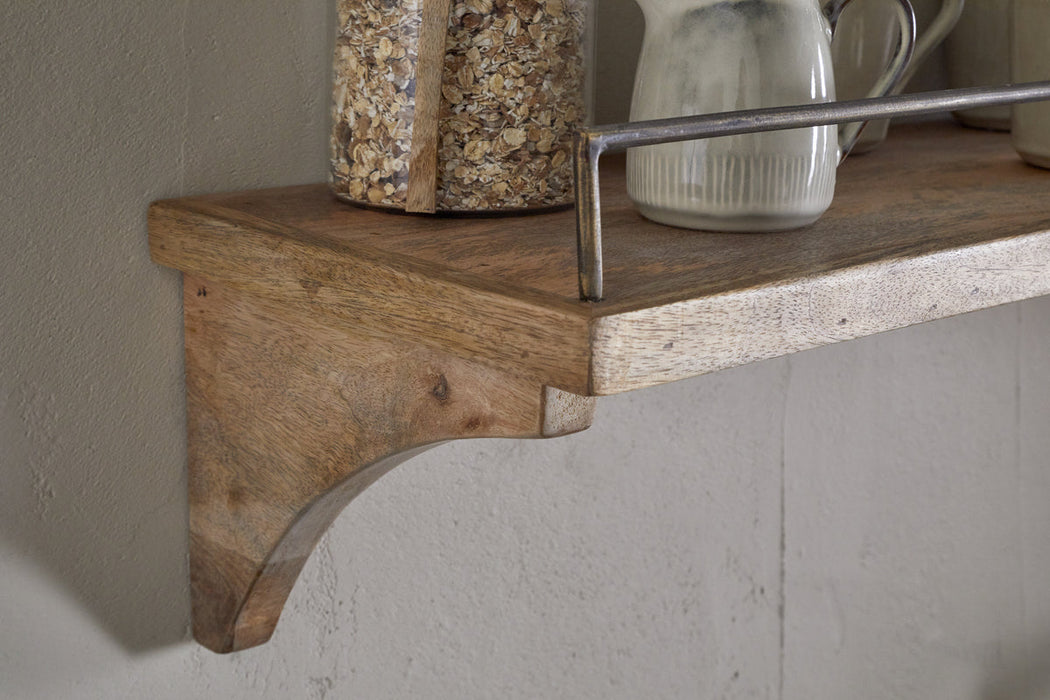 Meera Mango Wood Iron Gallery Shelf Natural