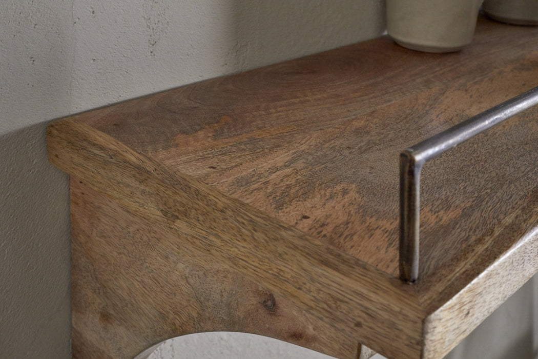 Meera Mango Wood Iron Gallery Shelf Natural
