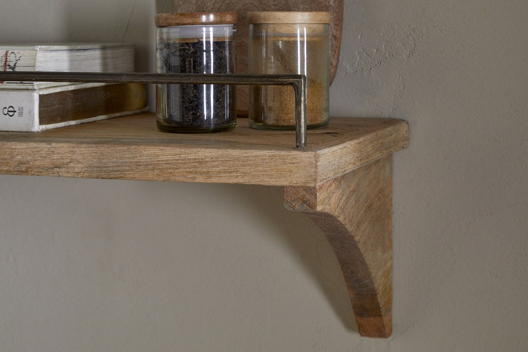 Meera Mango Wood Iron Gallery Shelf Natural