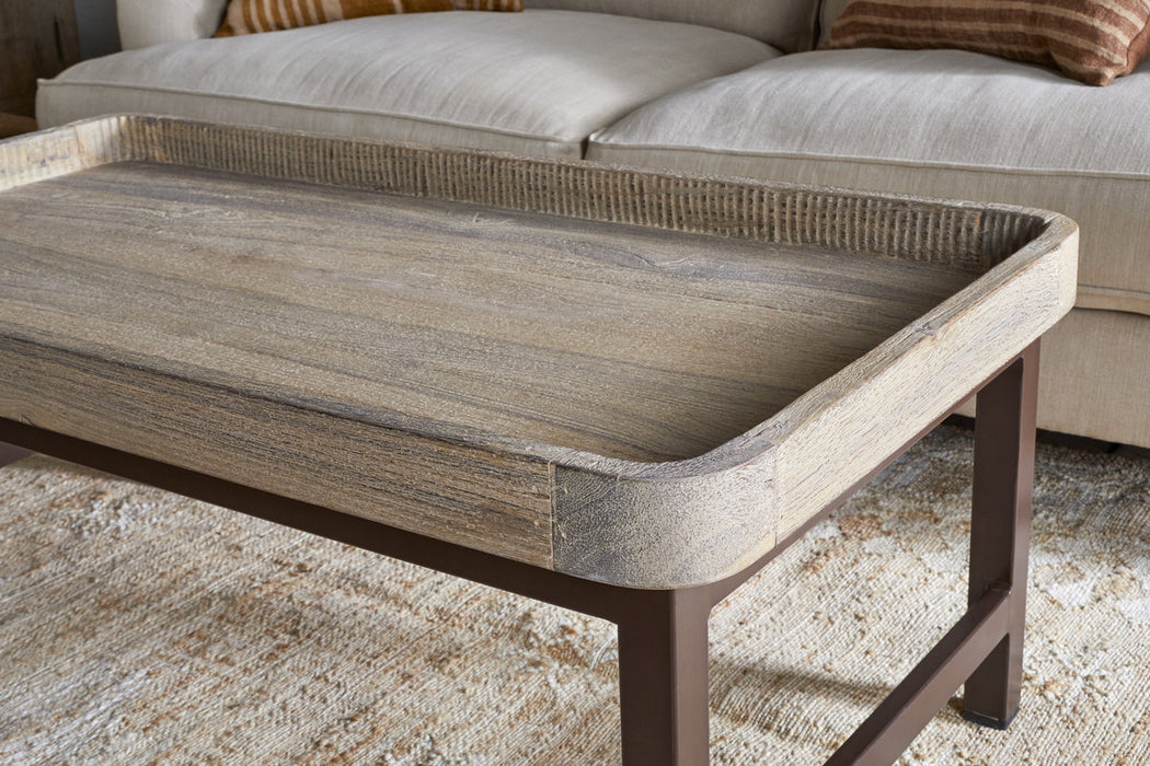 Nisha Reclaimed Wood Iron Coffee Table Natural