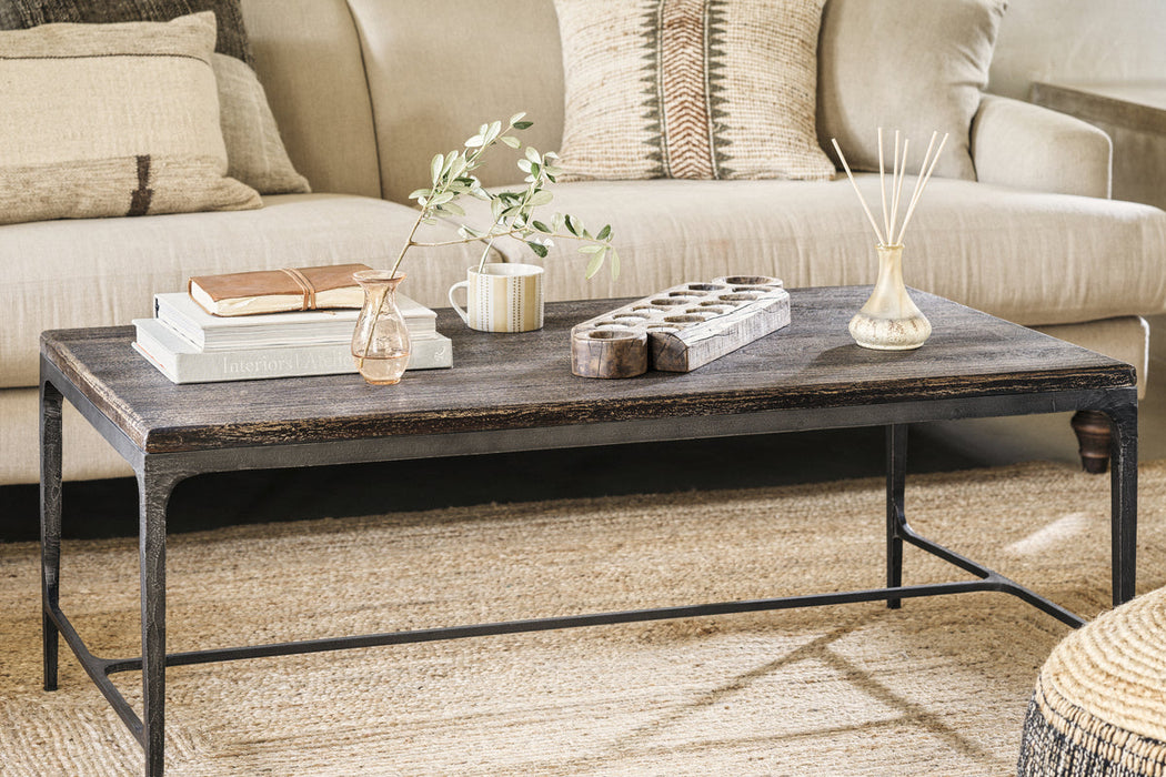 Sita Reclaimed Wood Iron Coffee Table Chocolate Brown