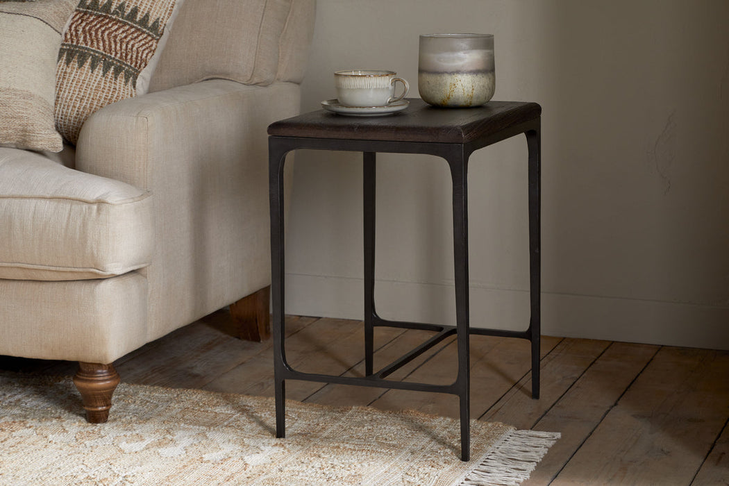 Sita Reclaimed Wood Iron Side Table Chocolate Brown