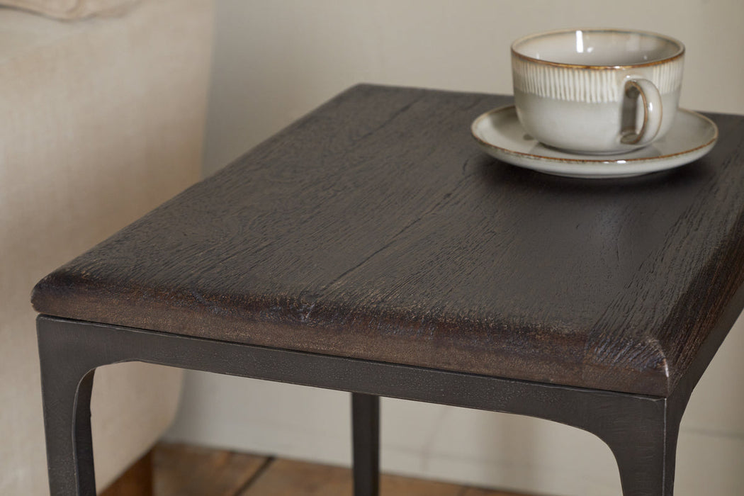 Sita Reclaimed Wood Iron Side Table Chocolate Brown
