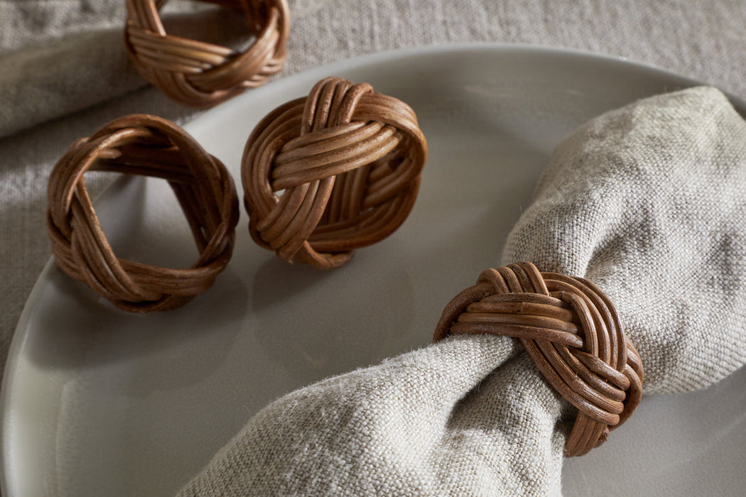 Bersama Rattan Napkin Rings Natural Set Of 4
