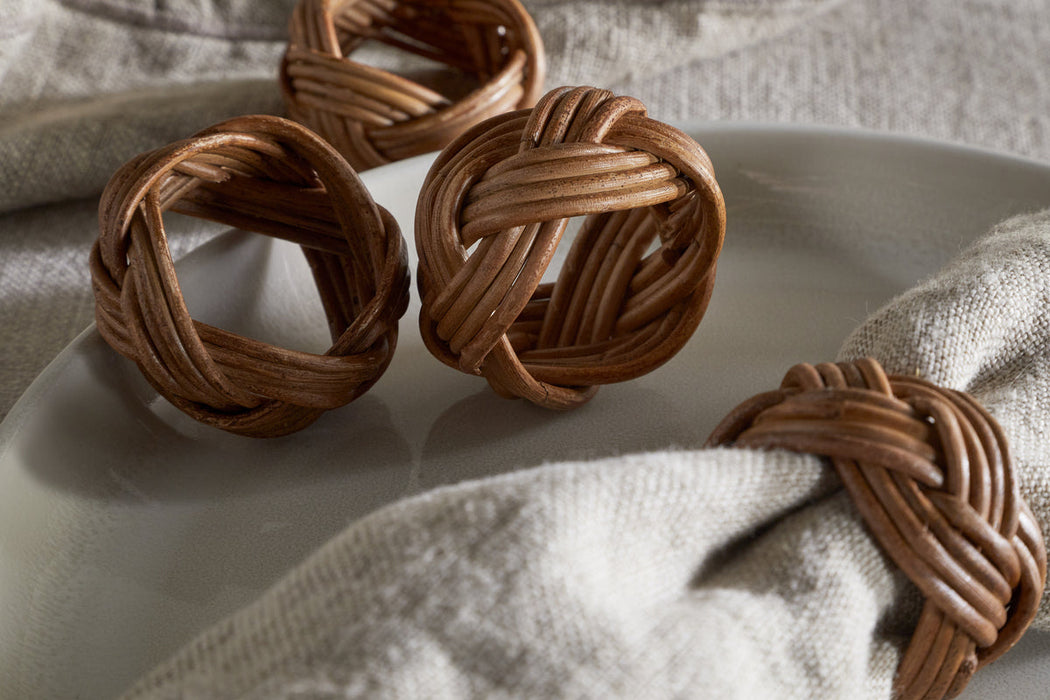 Bersama Rattan Napkin Rings Natural Set Of 4