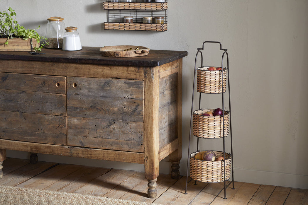 Montali Iron Rattan Three Tiered Storage Stand Natural