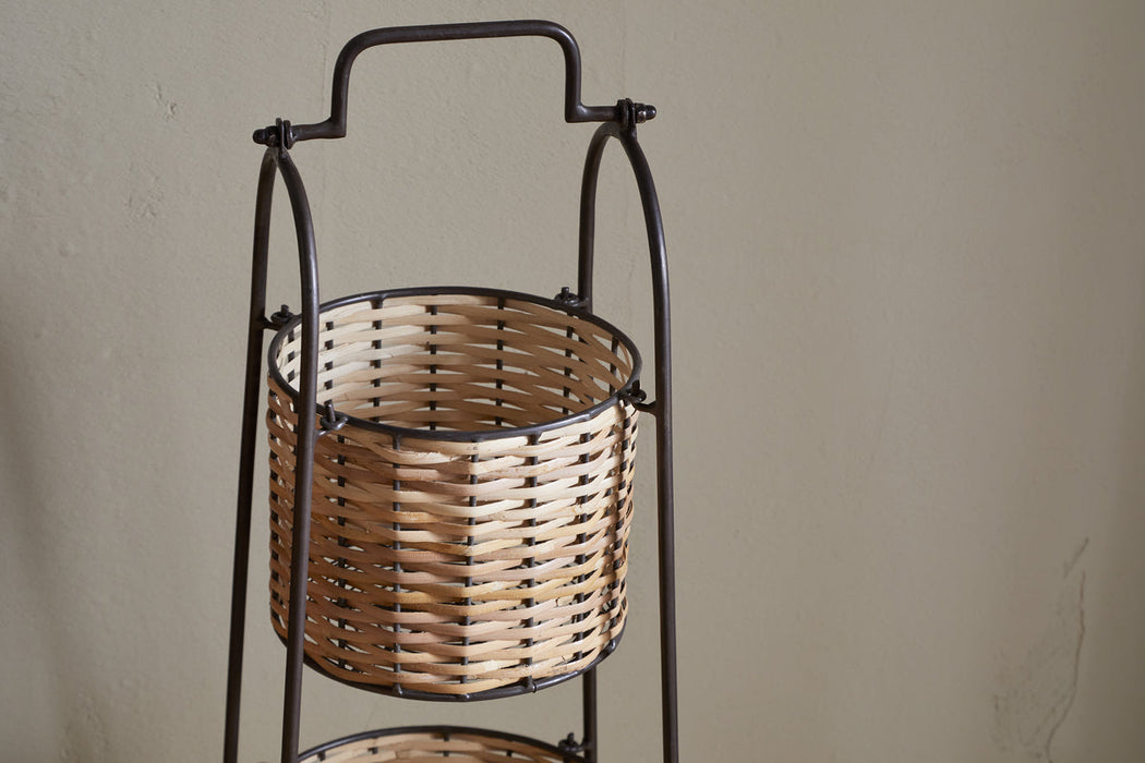 Montali Iron Rattan Three Tiered Storage Stand Natural