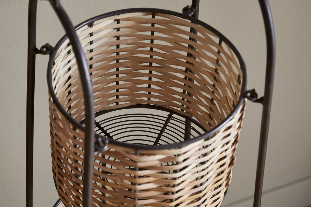 Montali Iron Rattan Three Tiered Storage Stand Natural